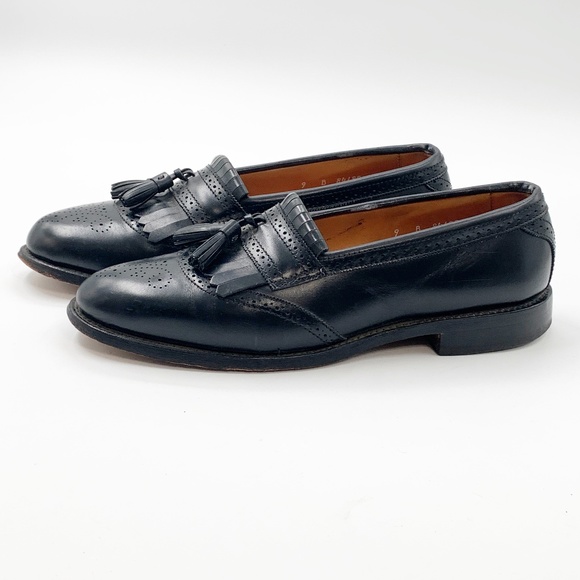 *SOLD* Allen Edmonds Bridgeton Mens Size 9 Shoes Loafers Black Leather Kiltie - Picture 4 of 14